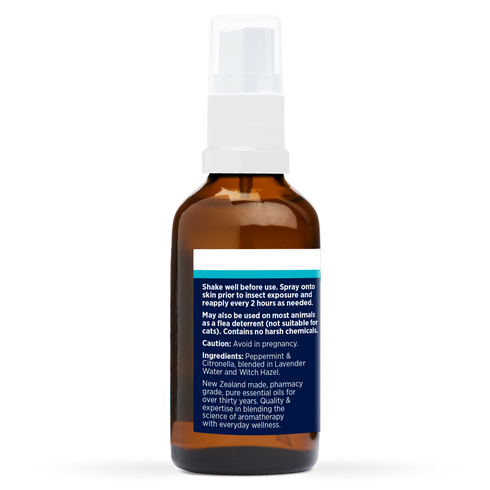 Insect Repellant 50ml, side of the bottle showing the botanical name and directions