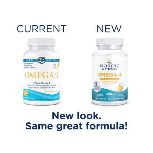 Omega-3 Fish Gelatin - Lemon 60 Soft Gel Caps-Nordic Naturals-Matakana Pharmacy