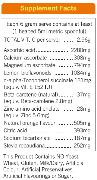 Image of ingredients in Daily Vitamin C Powder