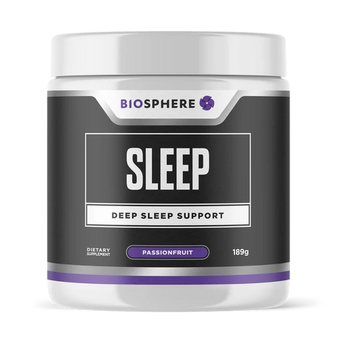 Image of the plastic container that Deep Sleep Support Powder Passionfruit 189g comes in