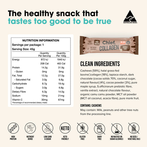Collagen Protein Double Choc Single Bar-Chief-Matakana Pharmacy