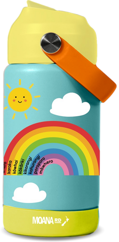 Te Reo Maori Rainbow Kids Drink Bottle-Moana Road NZ-Matakana Pharmacy