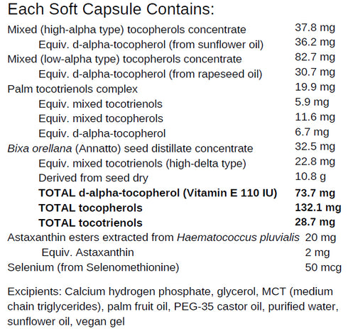 Image of E ASTA SEL 60 Caps ingredients