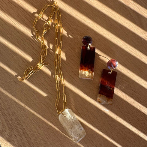 Necklace - Emeline - Rectangle Tapa-Koloa Jewellery-Matakana Pharmacy