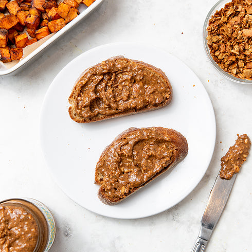 Almond Butter Crunchy 290g, label showing the ingredients and nutrition panel
