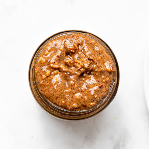 Almond Butter Crunchy 235g being served