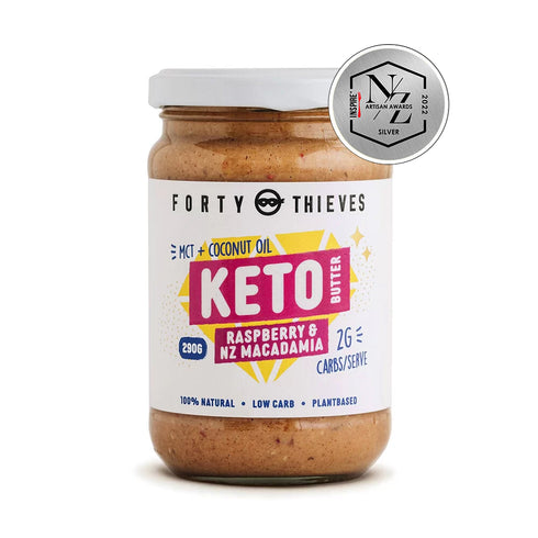 Keto Butter Raspberry Macadamia 290g, front of the jar