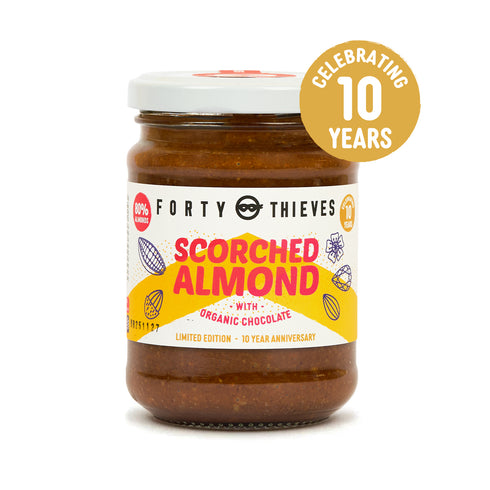 Scorched Almond with Organic Cocoa 235g, front of the jar