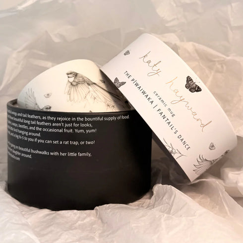 Mug - Fly With Me Piwaiwaka / Fantail-Katy Hayward-Matakana Pharmacy