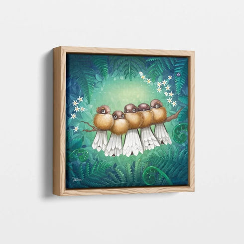 Fantail Whanau Framed Canvas Art Print-Illustrated Publishing-Matakana Pharmacy