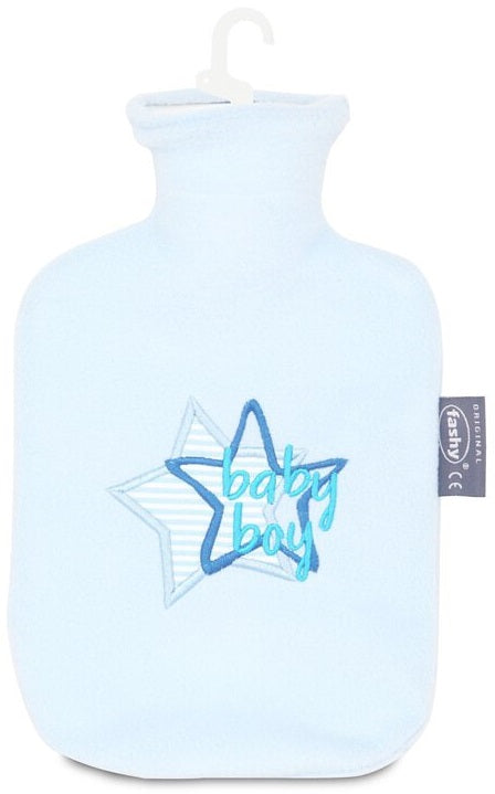 Hot Water Bottle Kids Fleece Cover Blue Baby Boy 0.8L-FASHY-Matakana Pharmacy