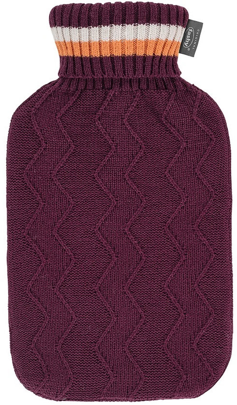 Hot Water Bottle with Knitted Cover Burgandy 2.0L-FASHY-Matakana Pharmacy