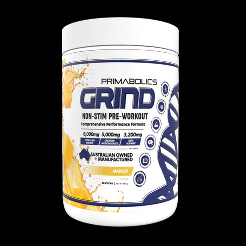 Grind Non-Stim Pre Workout Mango Powder-Primabolics-Matakana Pharmacy