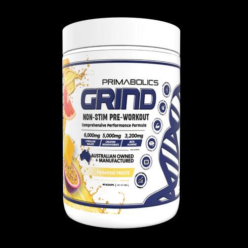 Grind Non-Stim Pre Workout Paradise Fruits Powder-Primabolics-Matakana Pharmacy