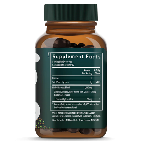 Ginkgo Leaf 60 Capsules-Gaia Herbs-Matakana Pharmacy