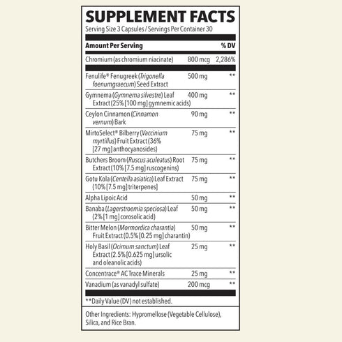 Image of Glucose Stabili-T 90vcaps supplement facts