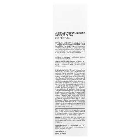 Glutathione Niacinamide Eye Cream 20ml-APLB-Matakana Pharmacy