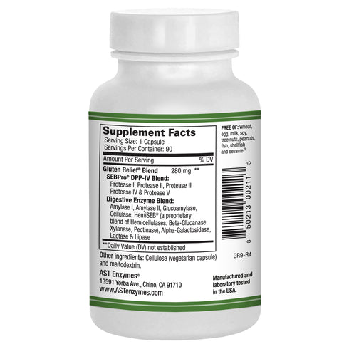 Image of GlutenRelief Plus 90caps supplement facts