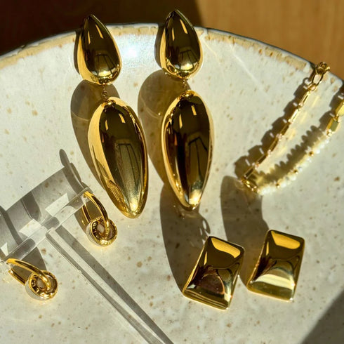 Earrings - Tabular Gold-Queen Of The Foxes-Matakana Pharmacy