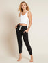 Front image of boody ankle sleep pants black