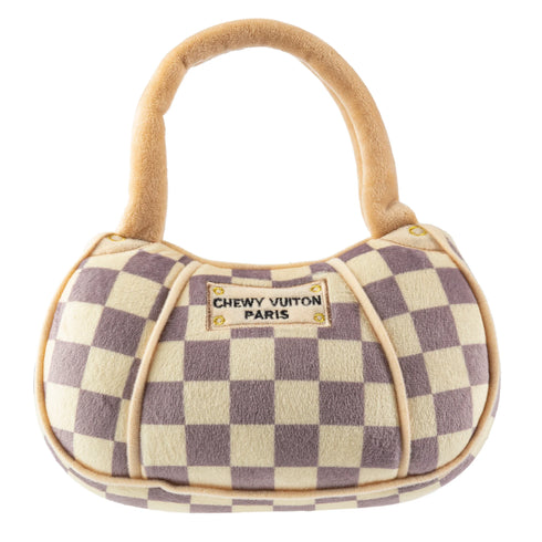 Checker Chewy Vuiton Handbag Squeaker Dog Toy Small / Mini-Haute Diggity Dog-Matakana Pharmacy
