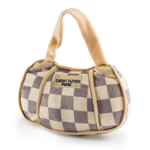 Checker Chewy Vuiton Handbag Squeaker Dog Toy Small / Mini-Haute Diggity Dog-Matakana Pharmacy