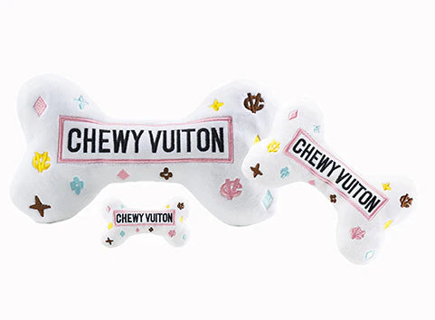 White Chewy Vuiton Bones Squeaker Dog Toy Large-Haute Diggity Dog-Matakana Pharmacy