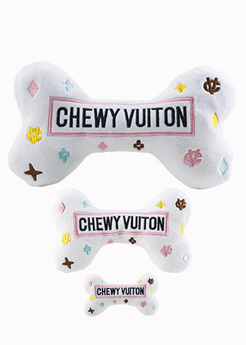 White Chewy Vuiton Bones Squeaker Dog Toy Large-Haute Diggity Dog-Matakana Pharmacy