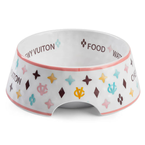 White Chewy Vuiton Dog Bowl - Large-Haute Diggity Dog-Matakana Pharmacy