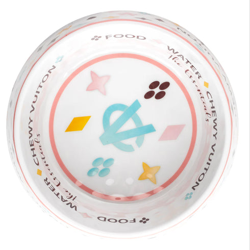 White Chewy Vuiton Dog Bowl - Large-Haute Diggity Dog-Matakana Pharmacy