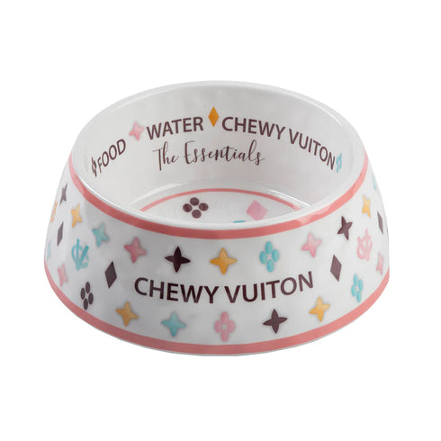 White Chewy Vuiton Dog Bowl Medium-Haute Diggity Dog-Matakana Pharmacy