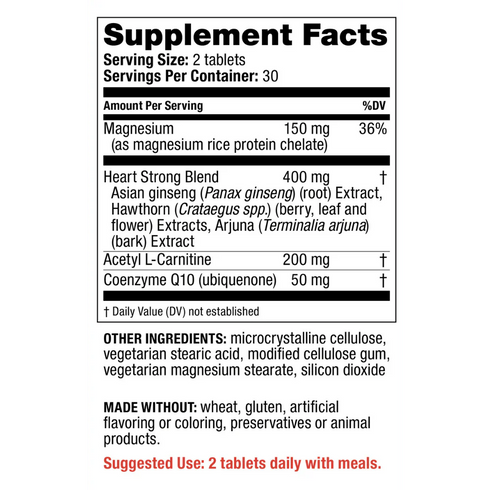 Image of Heart Strong 60tabs supplement facts