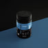 Image of the bottle with a black and blue background