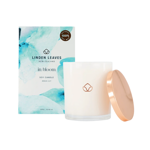 Aqua Lily Soy Candle 300g-Linden Leaves-Matakana Pharmacy