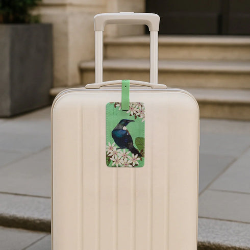 Luggage Tag Tui in the Sky Flowers-By Kathryn Furniss-Matakana Pharmacy