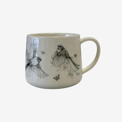 Mug - Fly With Me Piwaiwaka / Fantail-Katy Hayward-Matakana Pharmacy