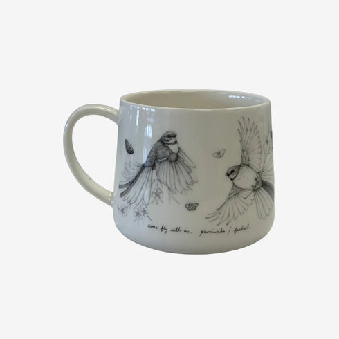 Mug - Fly With Me Piwaiwaka / Fantail-Katy Hayward-Matakana Pharmacy