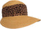 Image of the Lismore visor hat in natural colour with a dark brown cheetah print design ribbon around it