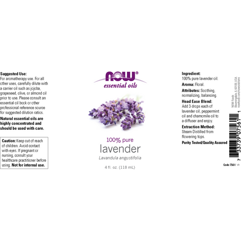 NOW Essential Oil 100% Pure Lavender 118ml-NOW Supplements-Matakana Pharmacy