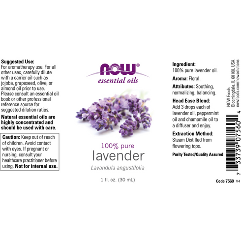 NOW Essential Oil 100% Pure Lavender 30ml-NOW Supplements-Matakana Pharmacy