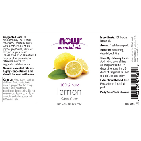 NOW Essential Oil 100% Pure Lemon 30ml-NOW Supplements-Matakana Pharmacy