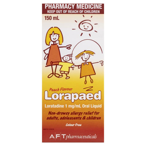 Lorapaed Non Drowsy Antihistamine Oral Liquid For Kids 150ml-AFT Pharmaceuticals-Matakana Pharmacy