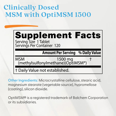 MSM 1500mg 120 Tablets | Joint Comfort & Mobility