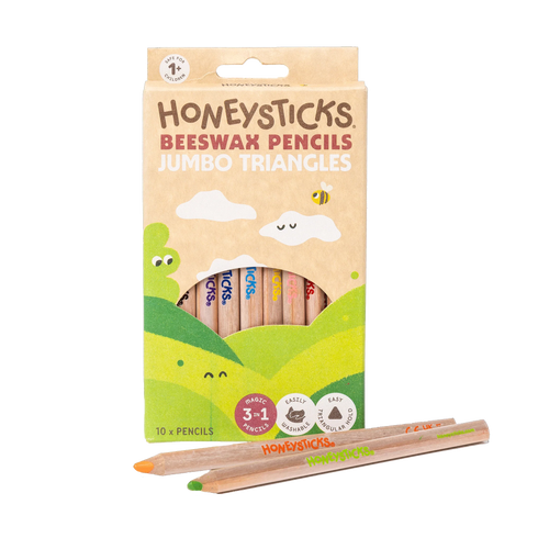 Magic 3-in-1 Beeswax Pencils Jumbo Triangles 10 Pack-Honey Sticks-Matakana Pharmacy