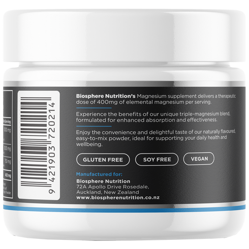 BIOSPHERE Magnesium powder 141g, Mango Pineapple Flavour-Biosphere-Matakana Pharmacy