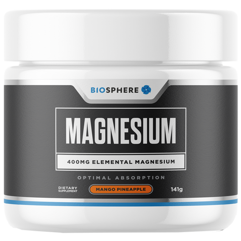 BIOSPHERE Magnesium powder 141g, Mango Pineapple Flavour-Biosphere-Matakana Pharmacy