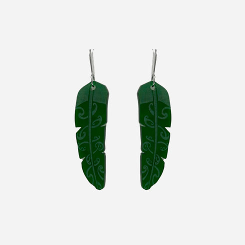 Earrings Te Raukura Green Clear Large-Nichola-Matakana Pharmacy