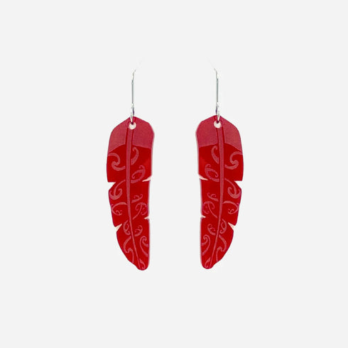 Earrings - Te Raukura Red Clear Large-Nichola-Matakana Pharmacy