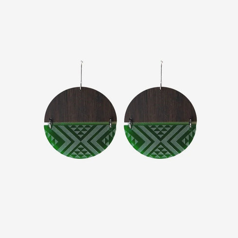 Earrings Split Taniko I Green Clear-Nichola-Matakana Pharmacy