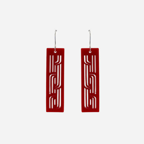 Earrings - Whakarare Red Solid Large-Nichola-Matakana Pharmacy